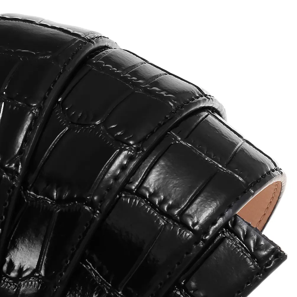35mm Men's Automatic Buckle Crocodile Pattern Cow Leather Ratchet Belts No Buckle Belt High Quality Genuine Strap Jeans Belt