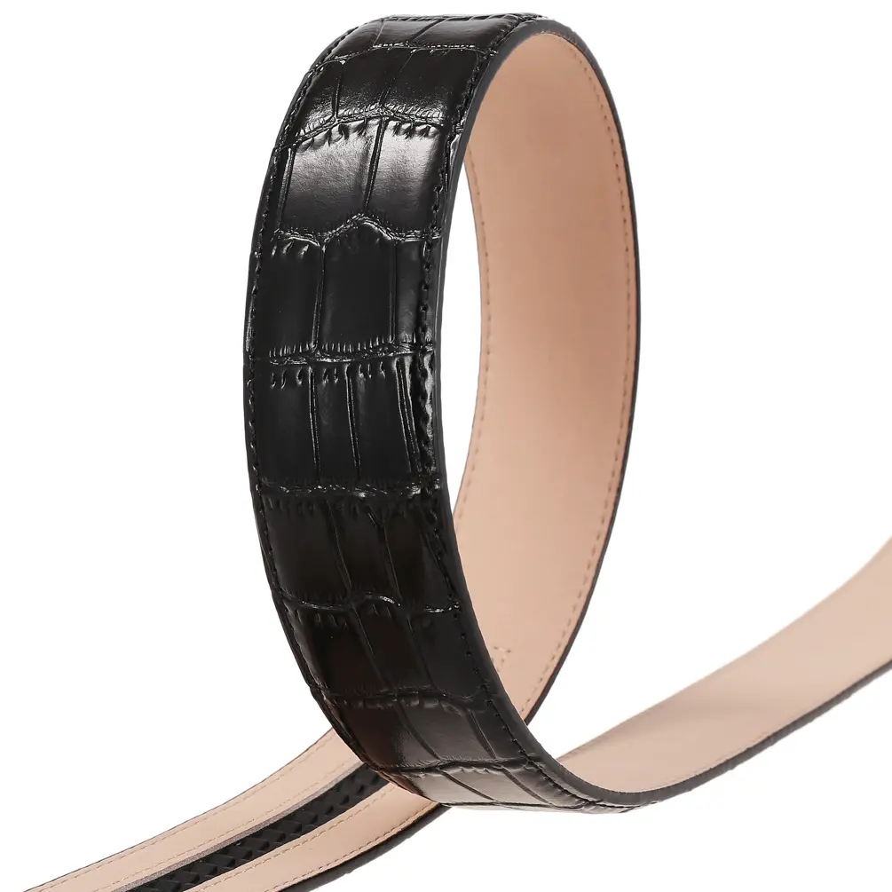 35mm Men's Automatic Buckle Crocodile Pattern Cow Leather Ratchet Belts No Buckle Belt High Quality Genuine Strap Jeans Belt