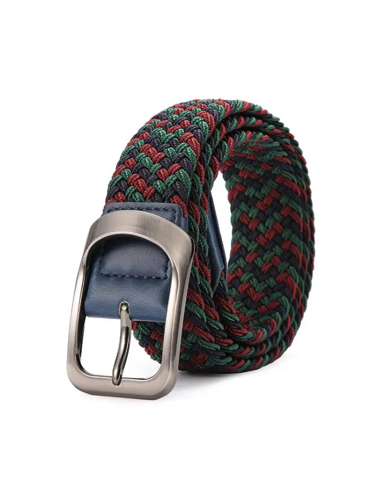 Elastic fabric belt for men and women, elastic buckle, weaving, elastic, wild, simple, elegant, jeans, casual pants 105cm long