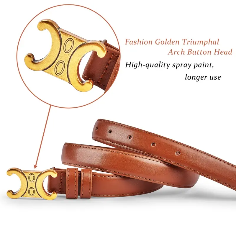 2PCS Fashion Women Genuine Leather Belts High Quality Gold Buckle Best Matching Dress Jeans Belts for women
