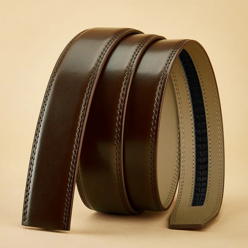 OYIFAN Men's Automatic Belt Brown Ratchet Belt 115cm-145cm Size Fashion Men Genuine Leather Belt Men's Gift