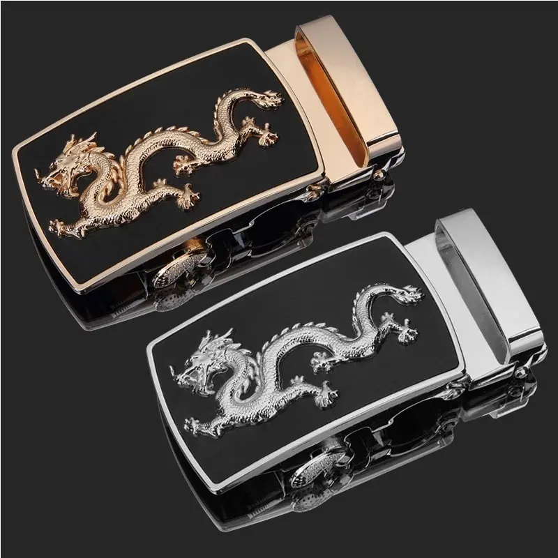 Men Automatic Buckle Belts New Fashion Brand Designer Dragon Leather Belts for Business Men Luxury Black Strap Waistband