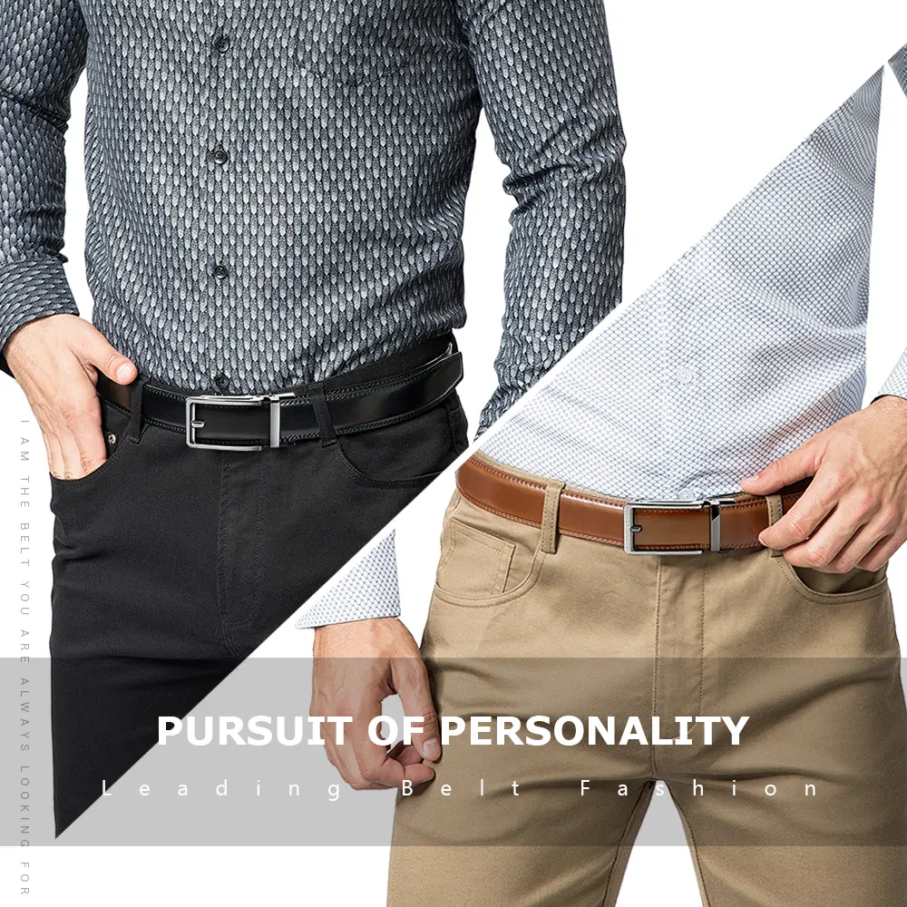 Genuine Leather For Men's High Quality Buckle Jeans Cowskin Casual Belts Business Cowboy Waistband Male Automatic Buckle Strap