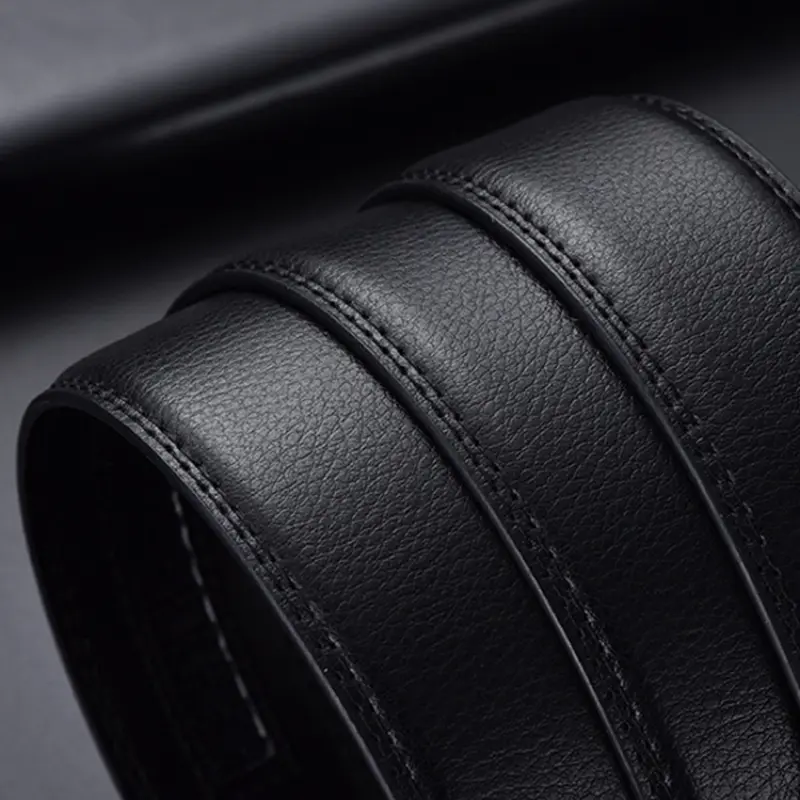 PU Leather Belt for Men, Alloy Automatic Buckle, Adjustable, High-Quality, Business Casual Belts