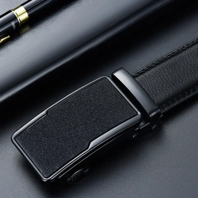 PU Leather Belt for Men, Alloy Automatic Buckle, Adjustable, High-Quality, Business Casual Belts