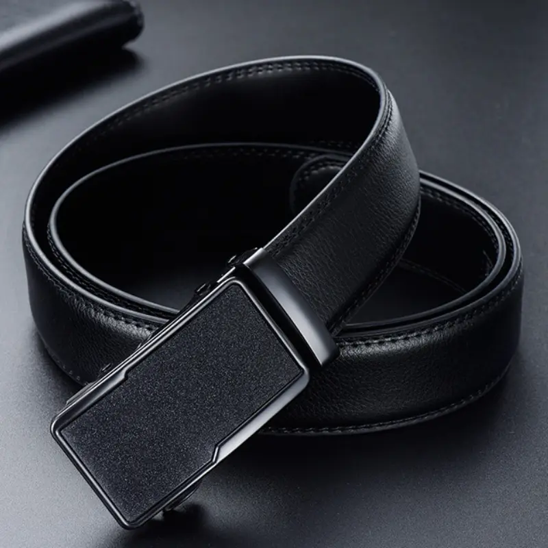 PU Leather Belt for Men, Alloy Automatic Buckle, Adjustable, High-Quality, Business Casual Belts