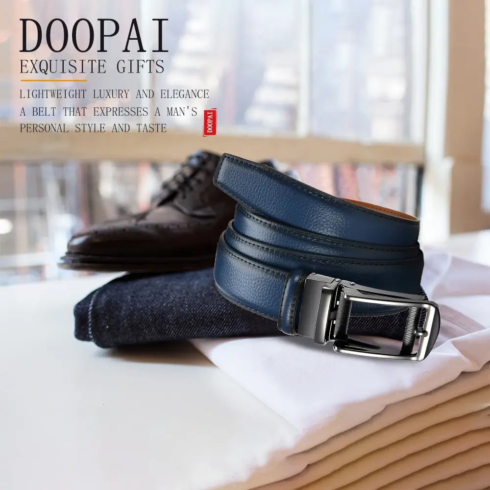 Genuine Leather Men's High-quality Buckle Jeans, Cowhide Casual Belt, Business Denim Belt, Men's Automatic Buckle Belt