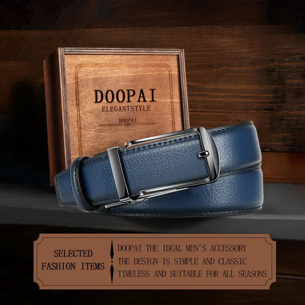 Genuine Leather Men's High-quality Buckle Jeans, Cowhide Casual Belt, Business Denim Belt, Men's Automatic Buckle Belt