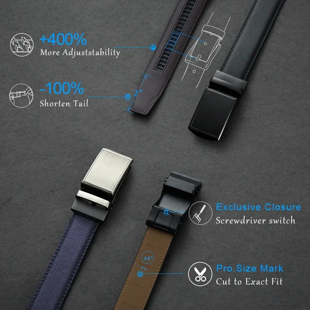 Men Leather Belt High Quality Genuine Leather Alloy Automatic Genuine Leather Fashion Belts Ratchet Belts for Men