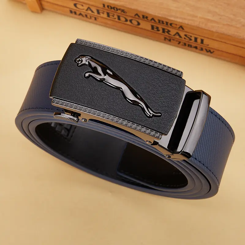 Men's Genuine Leather Belt Black Automatic Belt Length 115-145cm Business Fashion Style Men's Belt