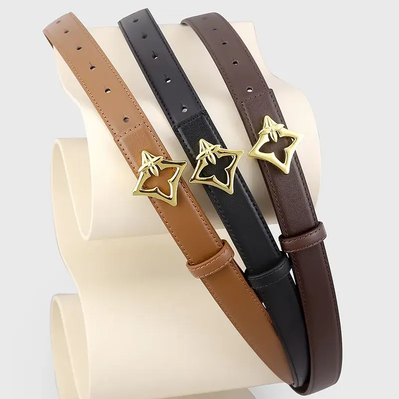New Fashion Women's Belts  Star Buckle Belt Women's Genuine Leather Belt for Dress Skirt Apparel Accessories