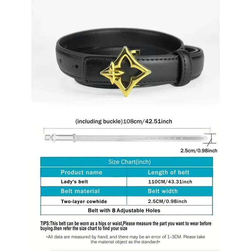 New Fashion Women's Belts  Star Buckle Belt Women's Genuine Leather Belt for Dress Skirt Apparel Accessories