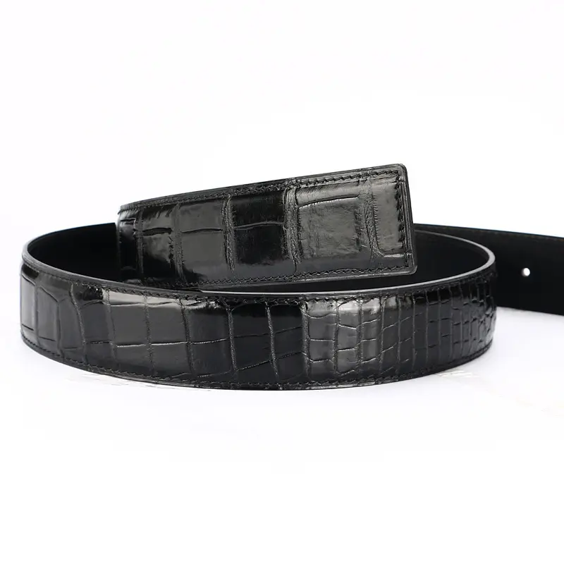 Headless Leather Belt For Men Crocodile Belly Belt 2023 Genuine Leather Needle Buckle Belt Business Leisure No Splicing Belt 45