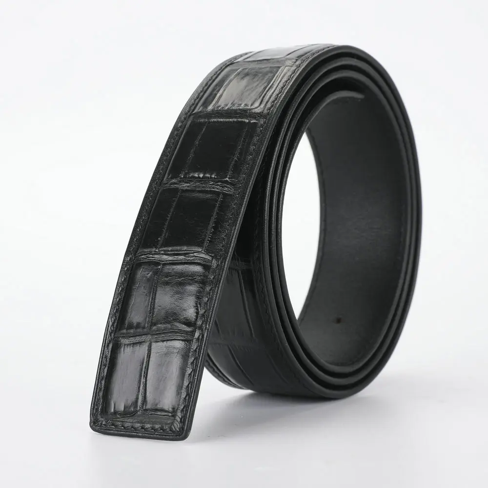 Headless Leather Belt For Men Crocodile Belly Belt 2023 Genuine Leather Needle Buckle Belt Business Leisure No Splicing Belt 45