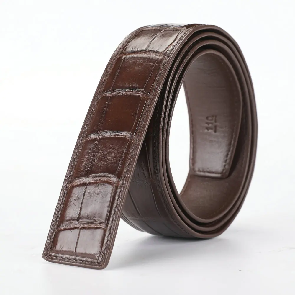 Headless Leather Belt For Men Crocodile Belly Belt 2023 Genuine Leather Needle Buckle Belt Business Leisure No Splicing Belt 45