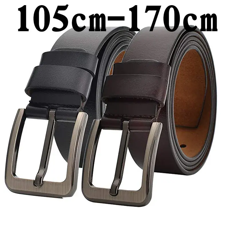 Plus Size 170 160 150 140 130cm Men High Quality Genuine Leather Belt Luxury Designer Belts Men Cowskin Fashion Strap Male Jeans