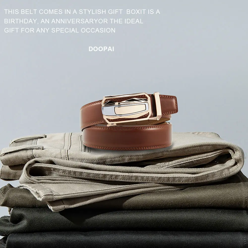 Men Belt High Quality Genuine Leather Belt Metal Alloy Automatic Buckle Brand Luxury Design Waist Belts for Men 150cm Size