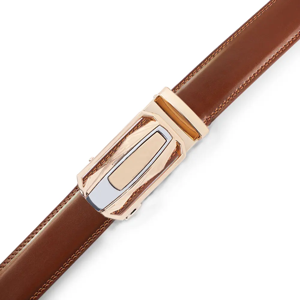 Men Belt High Quality Genuine Leather Belt Metal Alloy Automatic Buckle Brand Luxury Design Waist Belts for Men 150cm Size