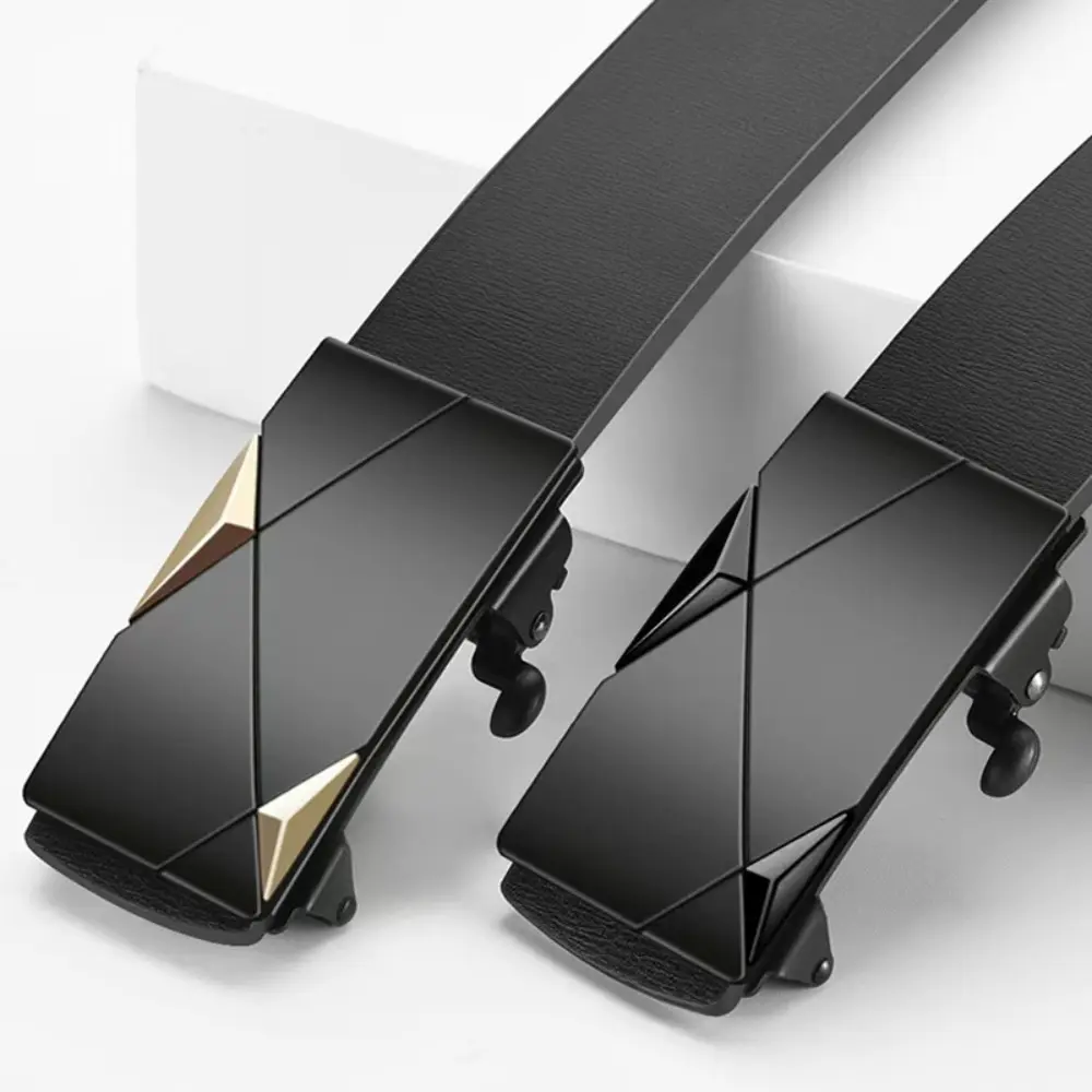 Stylish PU Leather Men's Business Belt Automatic Buckle Adjustable Men's Leather Belt Jeans Belt for Daily Life