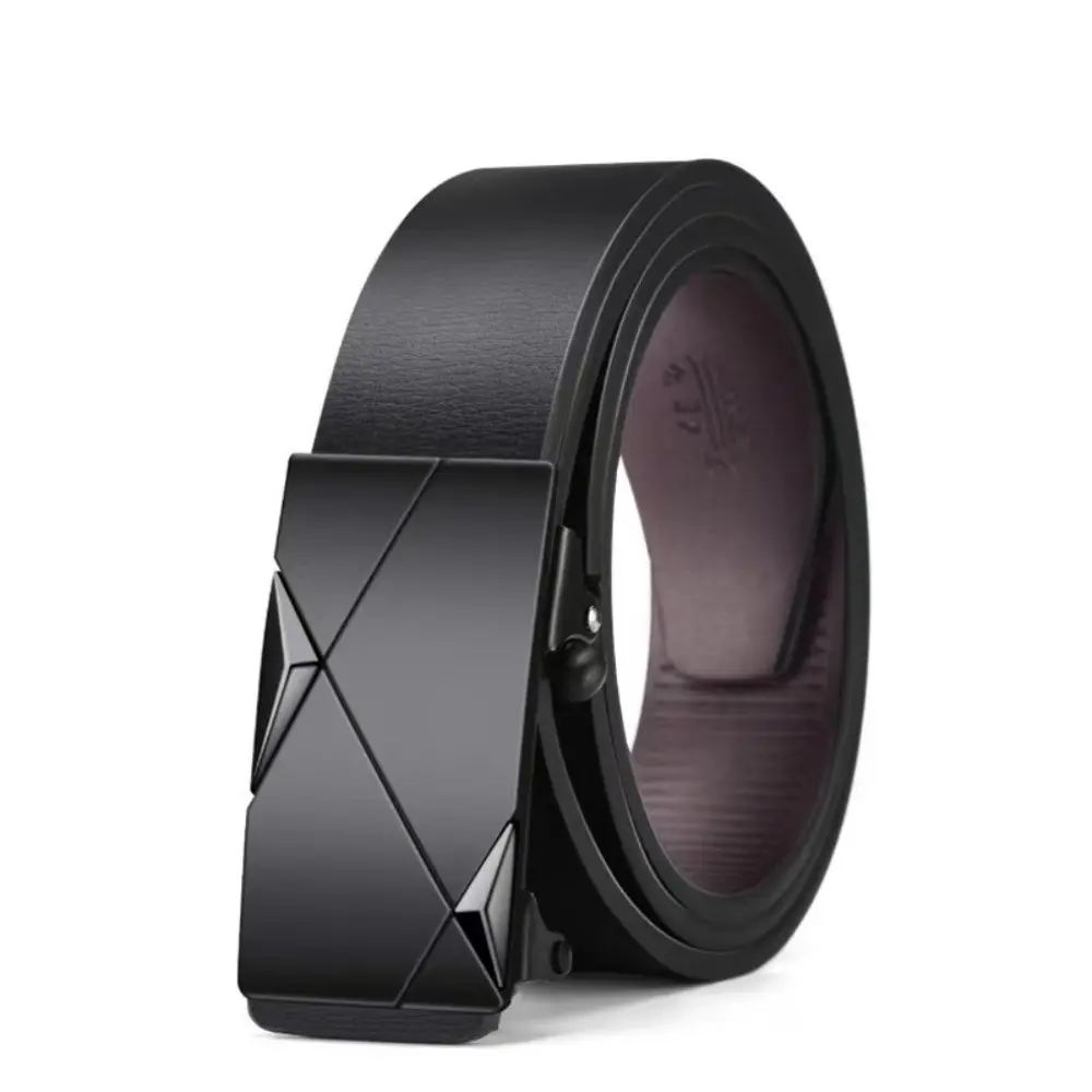 Stylish PU Leather Men's Business Belt Automatic Buckle Adjustable Men's Leather Belt Jeans Belt for Daily Life