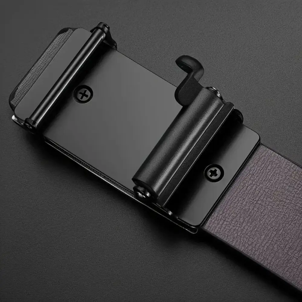 Stylish PU Leather Men's Business Belt Automatic Buckle Adjustable Men's Leather Belt Jeans Belt for Daily Life