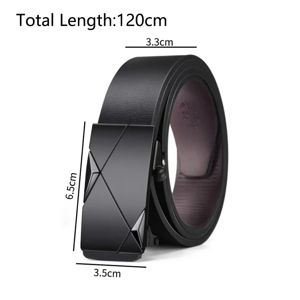 Stylish PU Leather Men's Business Belt Automatic Buckle Adjustable Men's Leather Belt Jeans Belt for Daily Life
