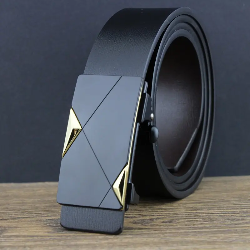Men Belt Work Business Genuine Leather Cowskin Designer Belts Casual Fashion for Jeans Toothless Automatic Buckle Straps ZD2204