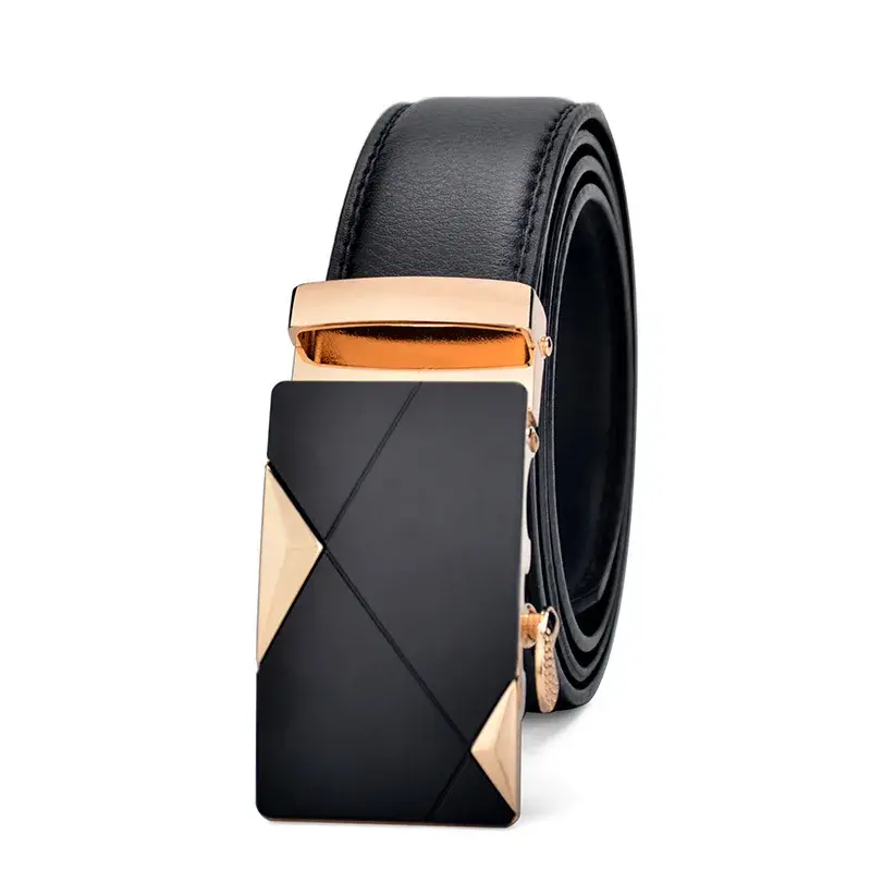3.5CM Men Fashionable  Automatic Buckle Genuine Leather Belt 110 105 110 115 120 125CM Casual Pants Belt Metal Buckle Waistband