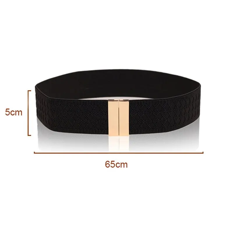 Wide Elastic Belt Dress Stretch Waist Belt Women Dress Accessories Waistband Corset Waist Metal Buckle GM001