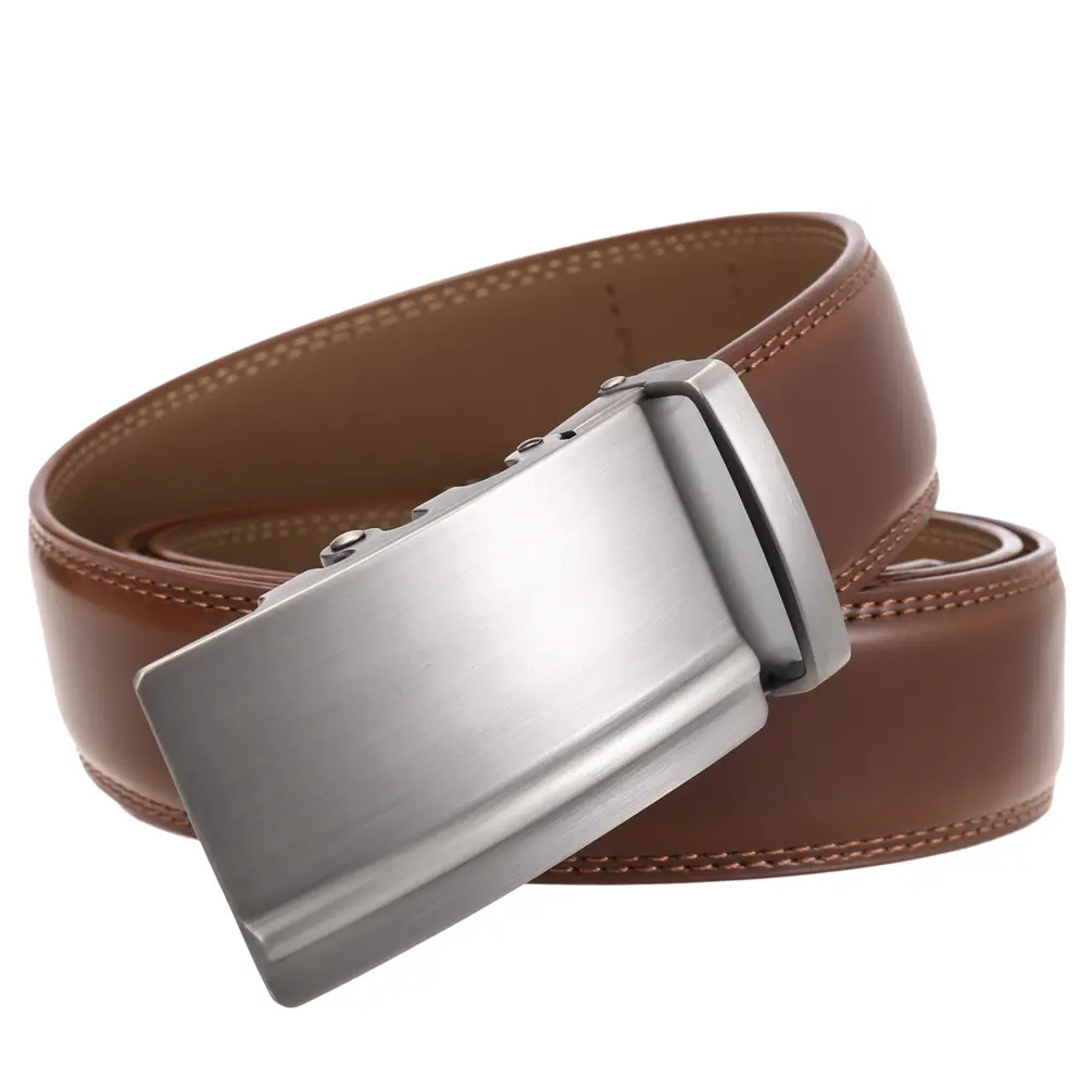 100-130cm Black Brown Cowskin Leather Belts For Men Luxury Designer Automatic Buckle Waist Strap Formal Casual Belts 3.5cm Width
