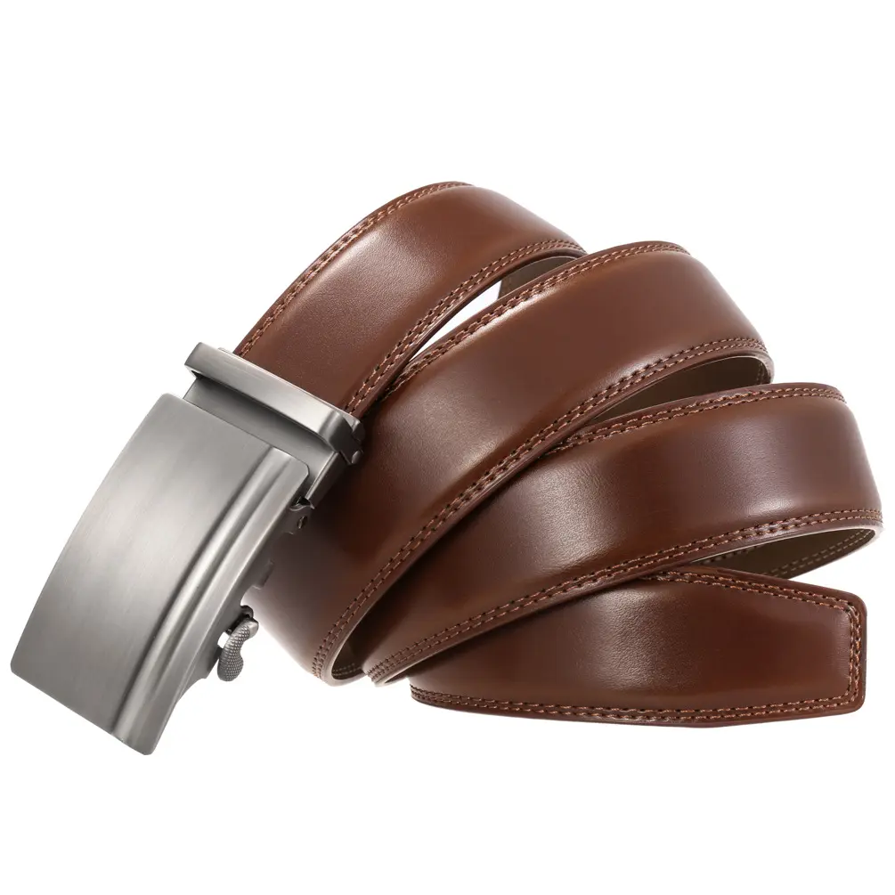100-130cm Black Brown Cowskin Leather Belts For Men Luxury Designer Automatic Buckle Waist Strap Formal Casual Belts 3.5cm Width