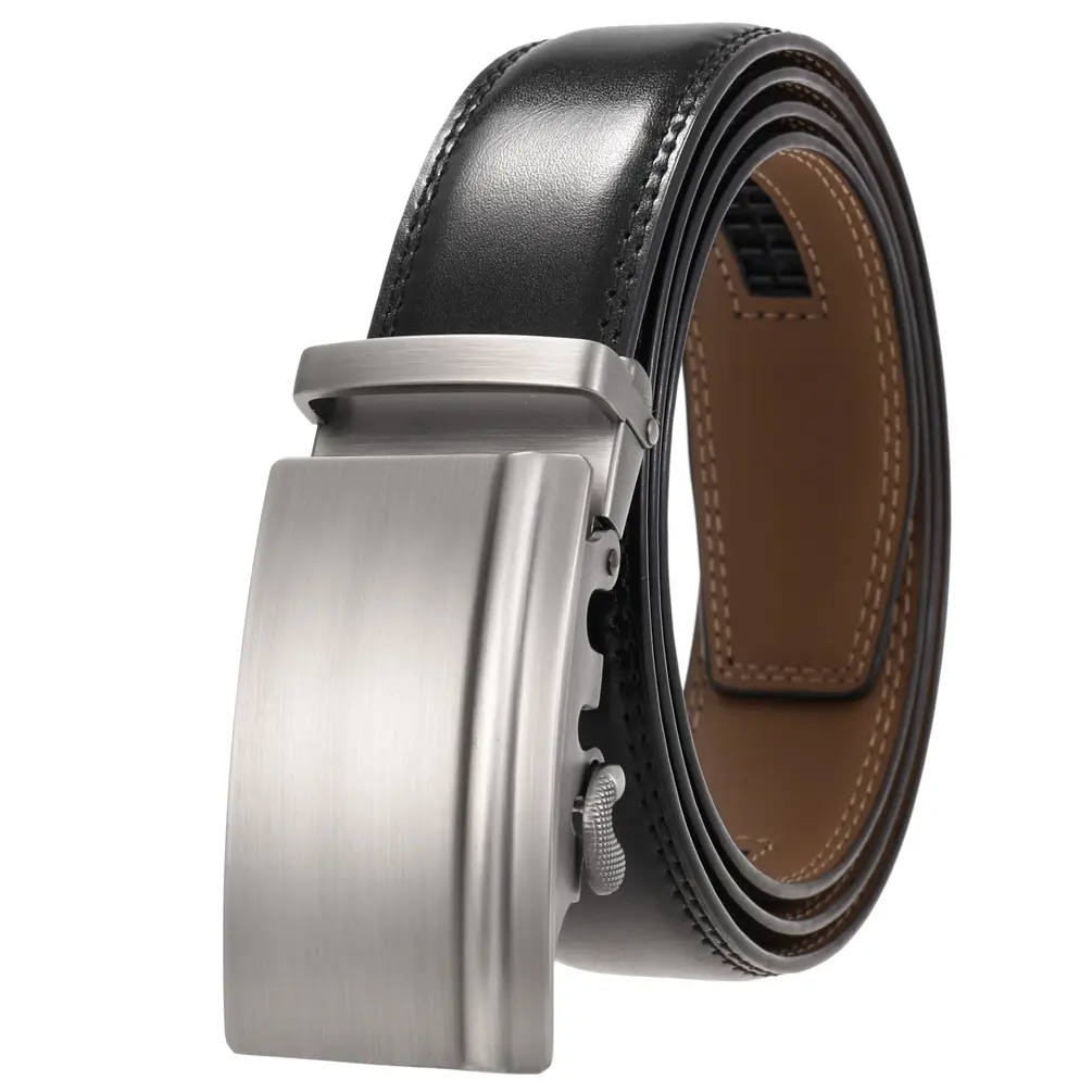 100-130cm Black Brown Cowskin Leather Belts For Men Luxury Designer Automatic Buckle Waist Strap Formal Casual Belts 3.5cm Width