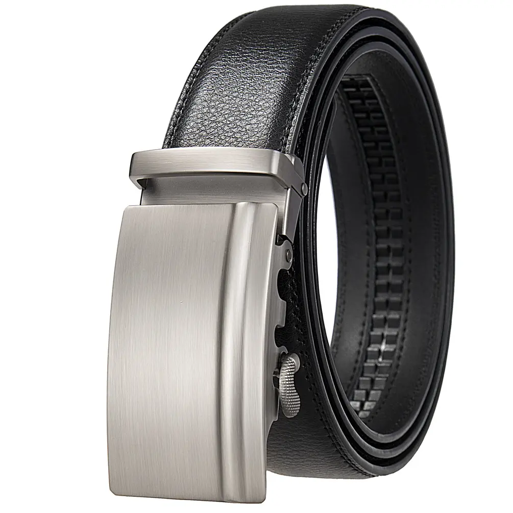 100-130cm Black Brown Cowskin Leather Belts For Men Luxury Designer Automatic Buckle Waist Strap Formal Casual Belts 3.5cm Width