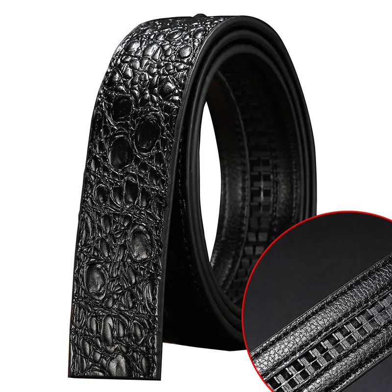 Male Crocodile Pattern Belts Automatic Buckle High Quality Business Belt Fashion Luxury Designer Men's Waistband 3.4cm No Buckle