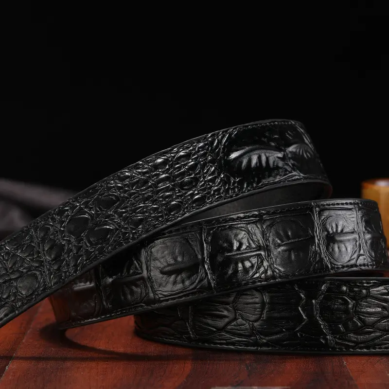 Male Crocodile Pattern Belts Automatic Buckle High Quality Business Belt Fashion Luxury Designer Men's Waistband 3.4cm No Buckle