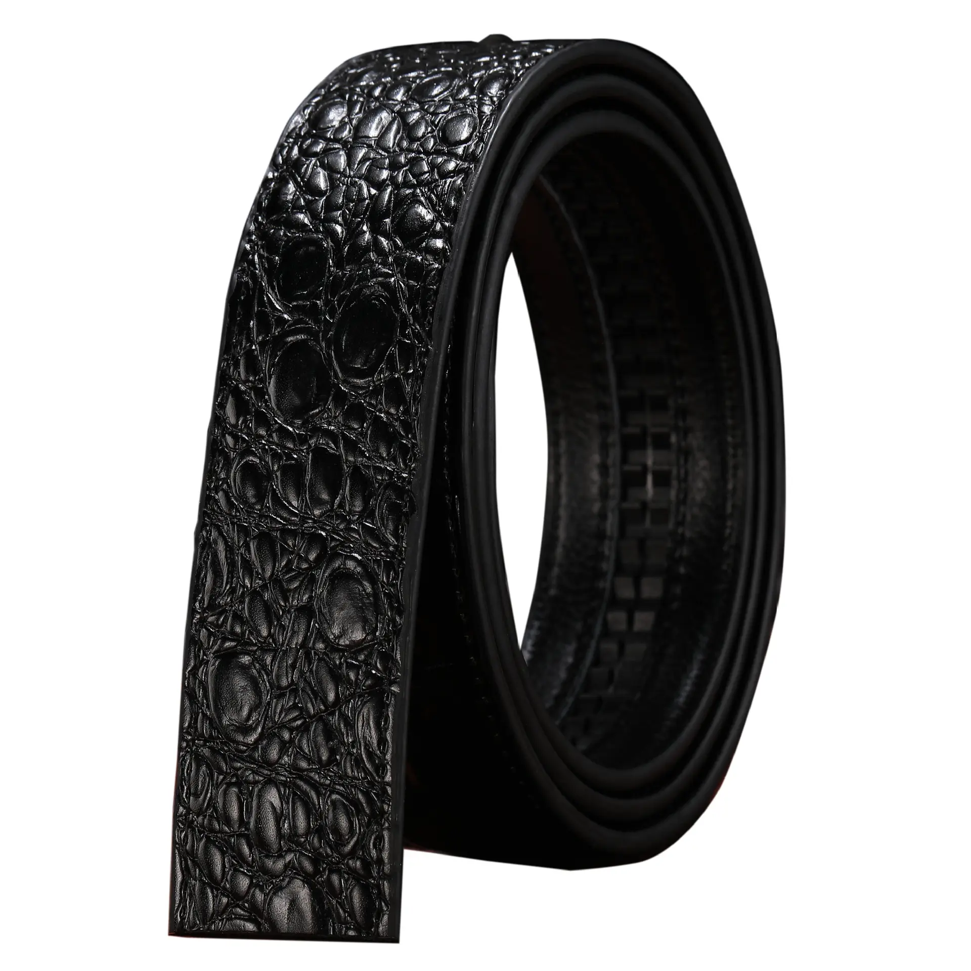 Male Crocodile Pattern Belts Automatic Buckle High Quality Business Belt Fashion Luxury Designer Men's Waistband 3.4cm No Buckle