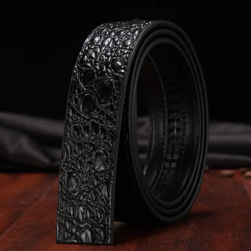 Male Crocodile Pattern Belts Automatic Buckle High Quality Business Belt Fashion Luxury Designer Men's Waistband 3.4cm No Buckle