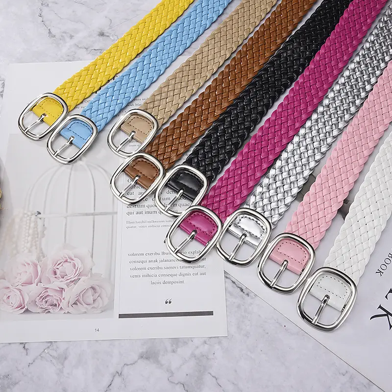 Fashion Women Braided Bright Colors Belts Ladies Waist Ornament No Holes All Matching