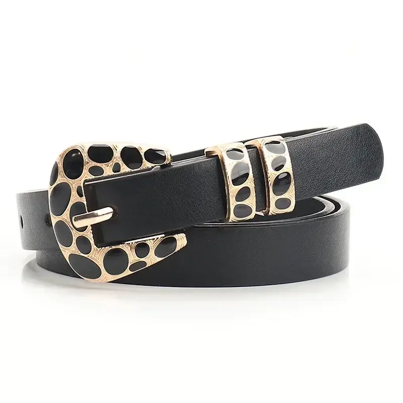 Leopard-print Belt Female Fashion Spice Girl Wind Spot Gold Buckle Ladies Belt Joker Jeans with Skirt with Belt
