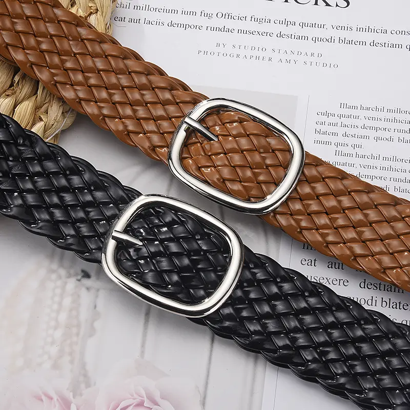 Fashion Women Braided Bright Colors Belts Ladies Waist Ornament No Holes All Matching