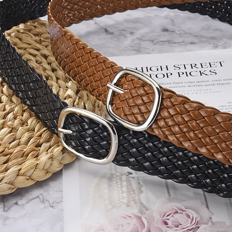 Fashion Women Braided Bright Colors Belts Ladies Waist Ornament No Holes All Matching