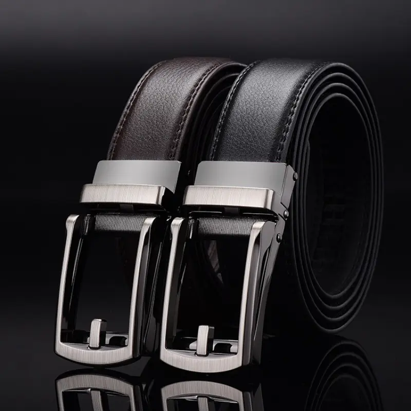 Click Belt for Men Business Luxury Designer Brand Genuine Leather Belts Jeans Automatic Adjustable Alloy Buckle Waist Straps