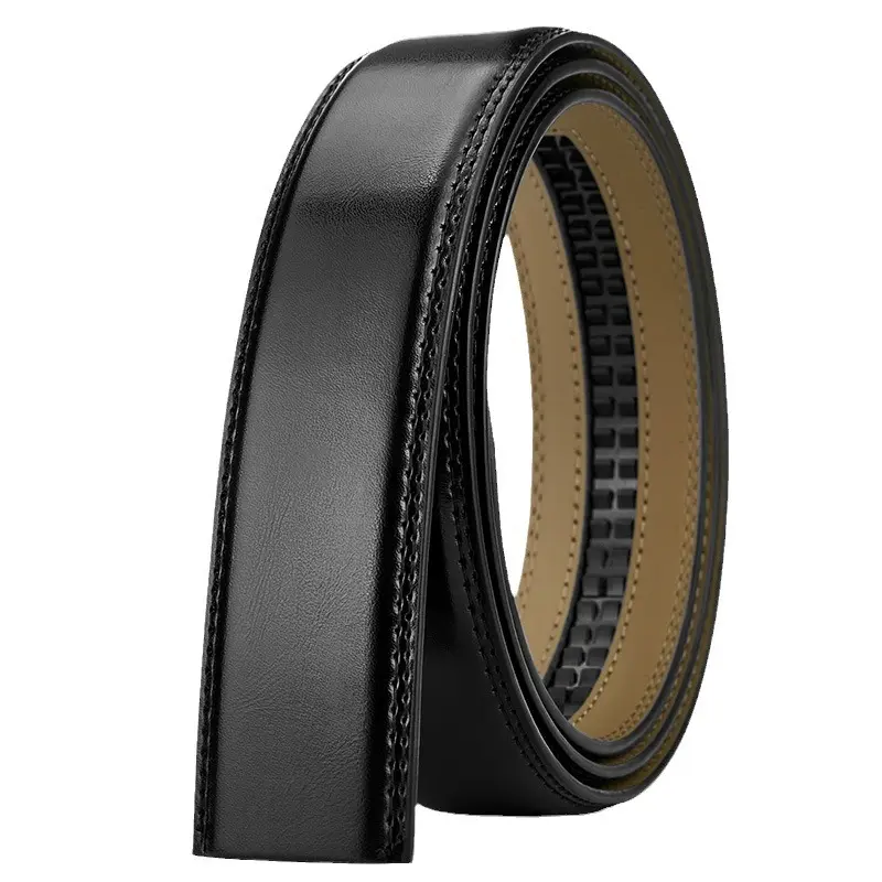 115 125 135 145cm Men Genuine Leather Belts Without Buckle Belt No Buckle Cowskin Luxury Belt Black Brown Cinturones Para Mujer