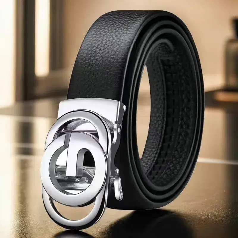 Men's Leather Belts g Buckle Belts Popular Style Automatic Buckle Can Be Adjusted at Will Genuine and Durable Belts