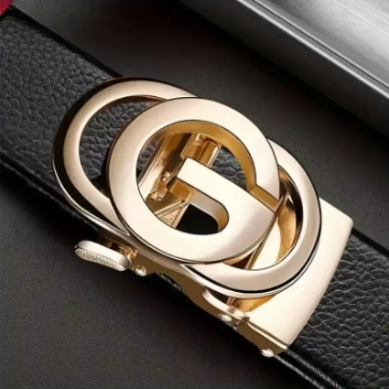 Men's Leather Belts g Buckle Belts Popular Style Automatic Buckle Can Be Adjusted at Will Genuine and Durable Belts
