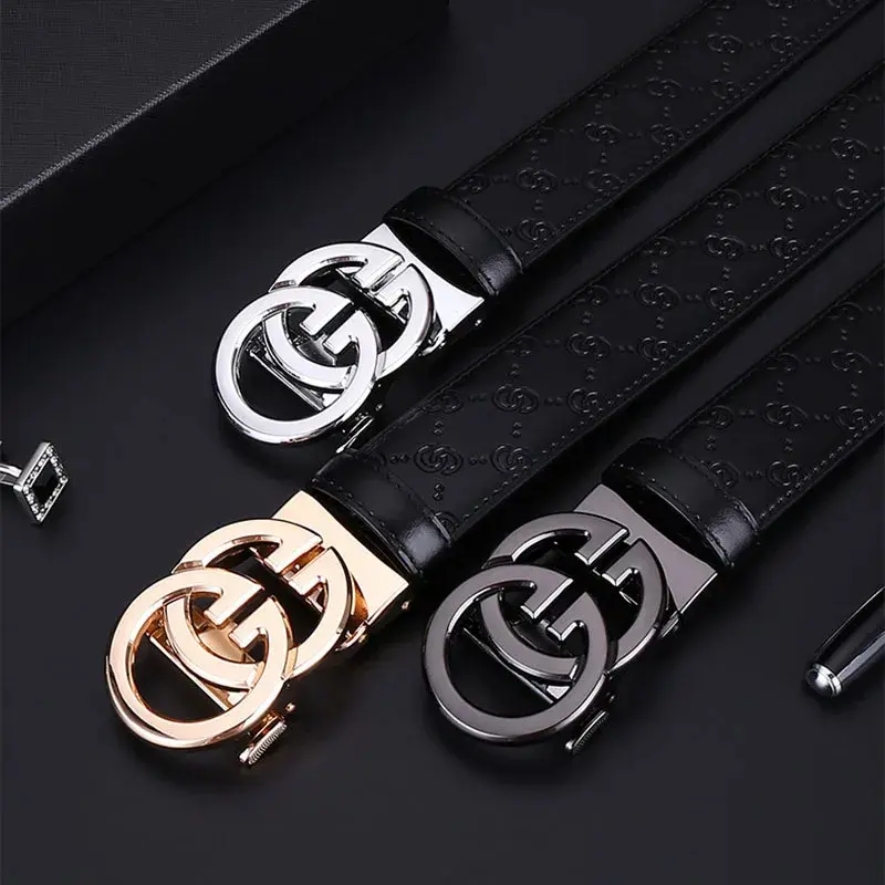 High Quality Automatic Buckle Men Business Belts Soft Leather Casual Waist Pants Belt Fashionable Commuting Style Boyfriend Gift