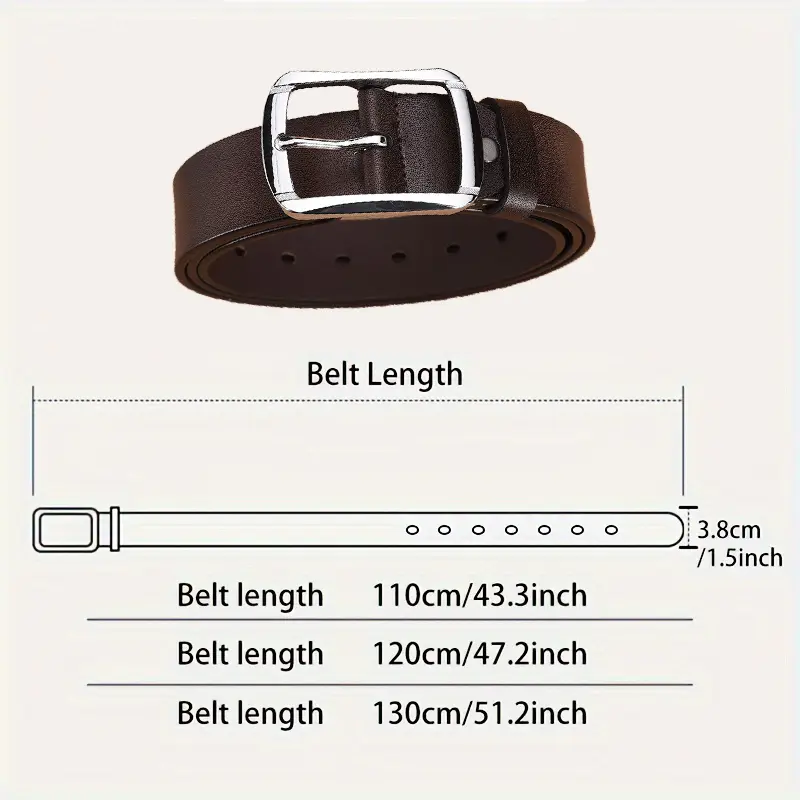 Genuine Leather Belt Fashion Men's Belt High-quality Jean Belt Square Buckle Pin Buckle Design Vintage Strap Waistband
