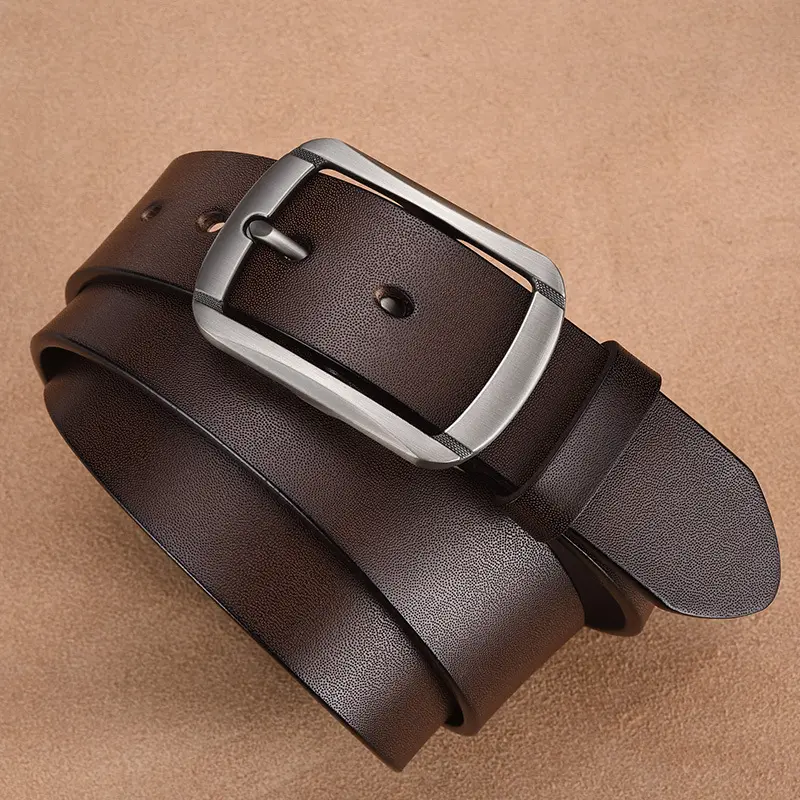 Genuine Leather Belt Fashion Men's Belt High-quality Jean Belt Square Buckle Pin Buckle Design Vintage Strap Waistband