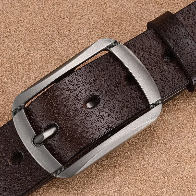 Genuine Leather Belt Fashion Men's Belt High-quality Jean Belt Square Buckle Pin Buckle Design Vintage Strap Waistband