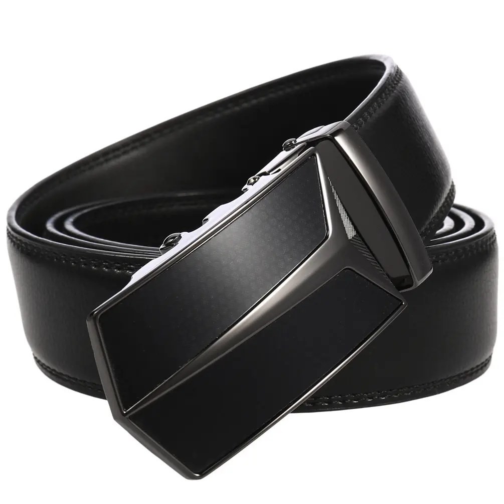 3.5cm High End Handsome Metal Alloy Automatic Buckle Belt Men's Genuine Leather Waistband Fashion Business Black Brown Belts